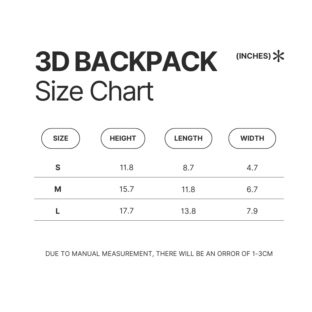 3D Backpack Size Chart - Overwatch UK Shop