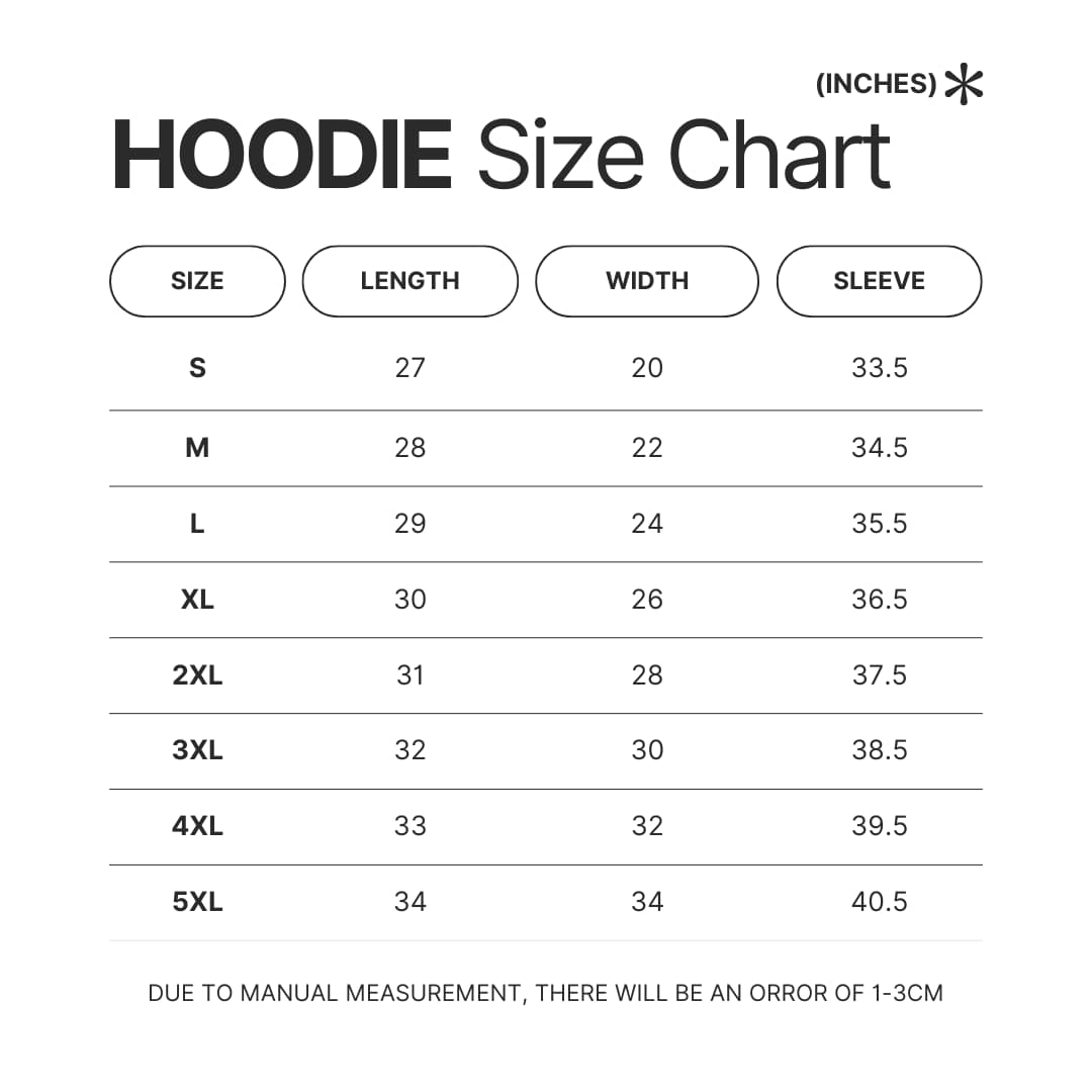 Hoodie Size Chart - Overwatch UK Shop