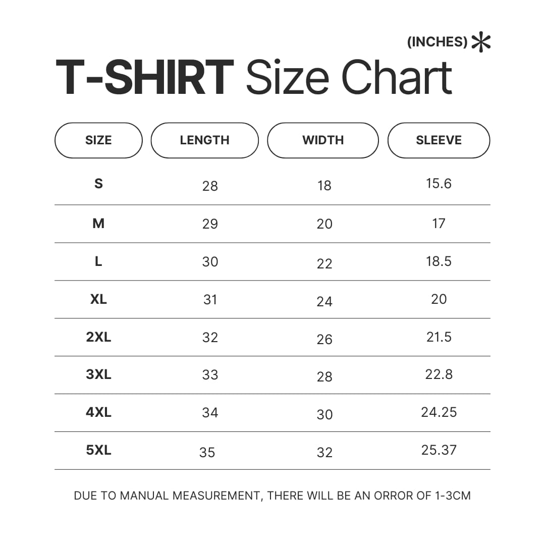 T shirt Size Chart - Overwatch UK Shop