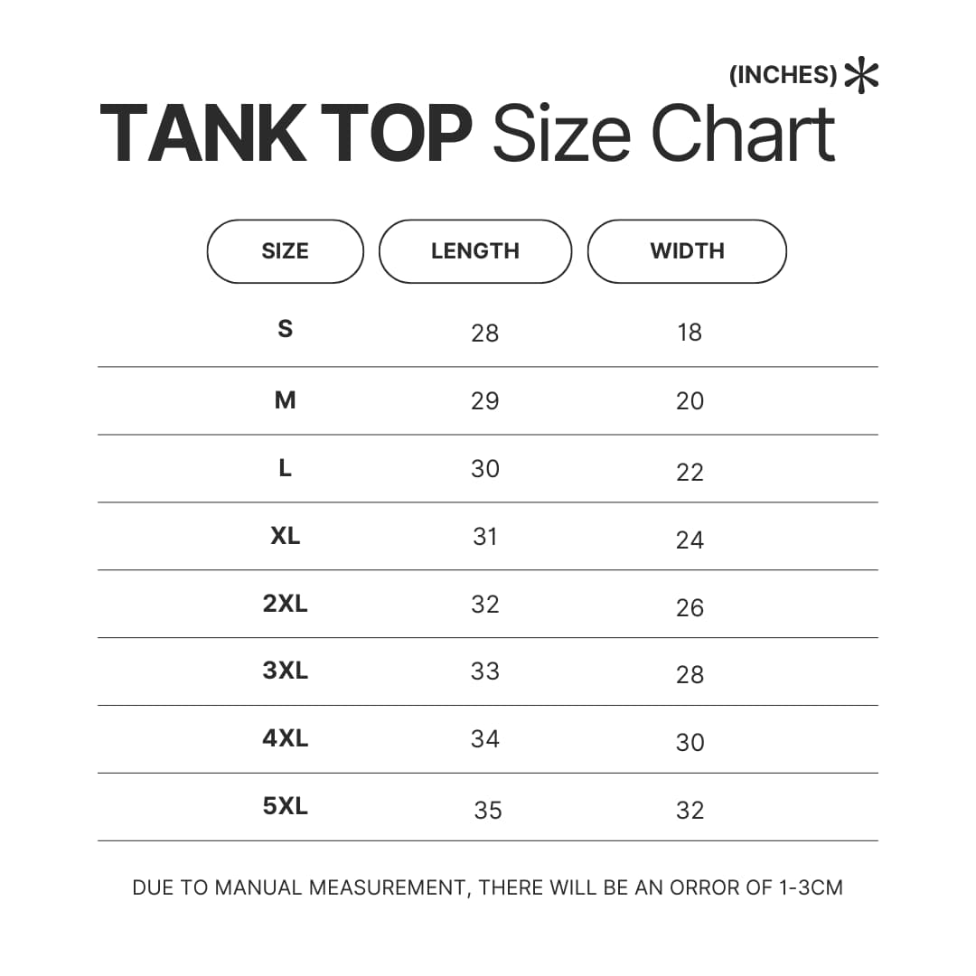 Tank Top Size Chart - Overwatch UK Shop