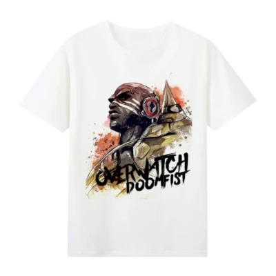 Overwatch Round Neck Cotton T-shirt Men Hanzo Genji