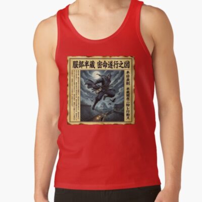 Hattori Hanzo Secret Mission Kawaraban Vintage Japanese Ninja Newspaper Art Edo Stealth Print Tank Top