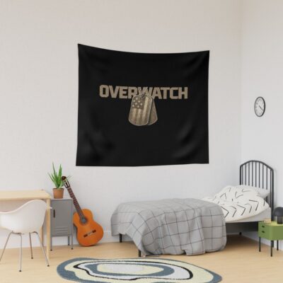 Overwatch Military Dog Tags Design Tapestry