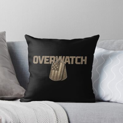 Overwatch Military Dog Tags Design Throw Pillow